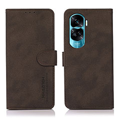 Leather Case Stands Flip Cover Holder D01Y for Huawei Honor 90 Lite 5G Brown