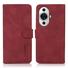 Leather Case Stands Flip Cover Holder D01Y for Huawei Nova 11 Pro Red