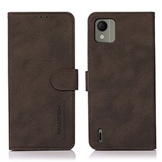 Leather Case Stands Flip Cover Holder D01Y for Nokia C110 Brown