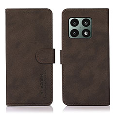Leather Case Stands Flip Cover Holder D01Y for OnePlus 10 Pro 5G Brown