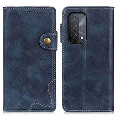 Leather Case Stands Flip Cover Holder D01Y for OnePlus Nord N200 5G Blue