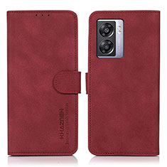 Leather Case Stands Flip Cover Holder D01Y for OnePlus Nord N300 5G Red