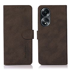 Leather Case Stands Flip Cover Holder D01Y for Oppo A38 Brown