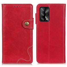Leather Case Stands Flip Cover Holder D01Y for Oppo A74 4G Red