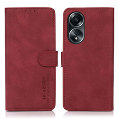 Leather Case Stands Flip Cover Holder D01Y for Oppo A78 5G Red