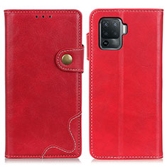 Leather Case Stands Flip Cover Holder D01Y for Oppo F19 Pro Red