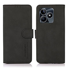 Leather Case Stands Flip Cover Holder D01Y for Realme C67 Black