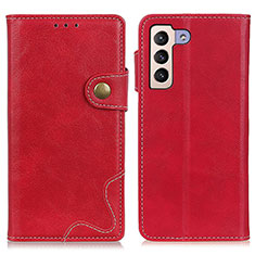Leather Case Stands Flip Cover Holder D01Y for Samsung Galaxy S21 5G Red