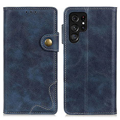 Leather Case Stands Flip Cover Holder D01Y for Samsung Galaxy S21 Ultra 5G Blue