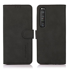 Leather Case Stands Flip Cover Holder D01Y for Sony Xperia 1 III Black