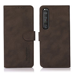 Leather Case Stands Flip Cover Holder D01Y for Sony Xperia 1 III Brown