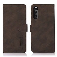 Leather Case Stands Flip Cover Holder D01Y for Sony Xperia 10 III Brown