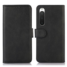 Leather Case Stands Flip Cover Holder D01Y for Sony Xperia 10 IV Black