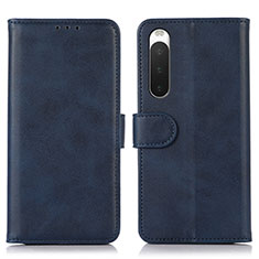 Leather Case Stands Flip Cover Holder D01Y for Sony Xperia 10 IV Blue