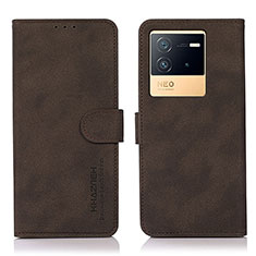 Leather Case Stands Flip Cover Holder D01Y for Vivo iQOO Neo6 5G Brown