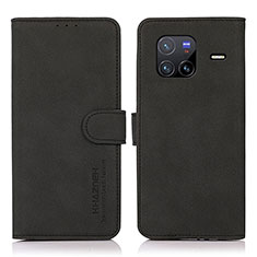 Leather Case Stands Flip Cover Holder D01Y for Vivo X80 5G Black