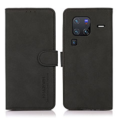 Leather Case Stands Flip Cover Holder D01Y for Vivo X80 Pro 5G Black