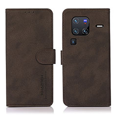 Leather Case Stands Flip Cover Holder D01Y for Vivo X80 Pro 5G Brown