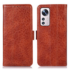 Leather Case Stands Flip Cover Holder D01Y for Xiaomi Mi 12 5G Brown