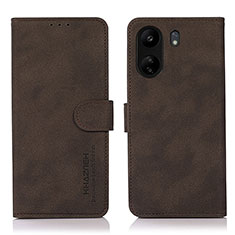 Leather Case Stands Flip Cover Holder D01Y for Xiaomi Redmi 13C Brown