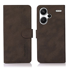Leather Case Stands Flip Cover Holder D01Y for Xiaomi Redmi Note 13 Pro+ Plus 5G Brown