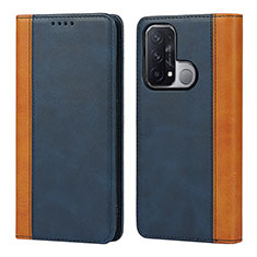 Leather Case Stands Flip Cover Holder D02T for Oppo Reno5 A Blue