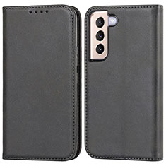 Leather Case Stands Flip Cover Holder D03T for Samsung Galaxy S21 5G Black