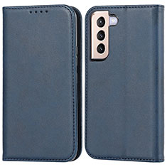 Leather Case Stands Flip Cover Holder D03T for Samsung Galaxy S21 5G Blue
