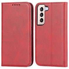 Leather Case Stands Flip Cover Holder D03T for Samsung Galaxy S21 Plus 5G Red