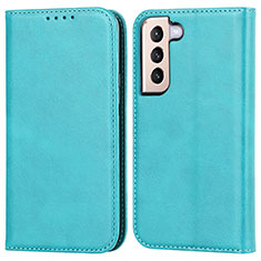 Leather Case Stands Flip Cover Holder D03T for Samsung Galaxy S21 Plus 5G Sky Blue