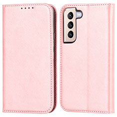 Leather Case Stands Flip Cover Holder D03T for Samsung Galaxy S23 5G Pink