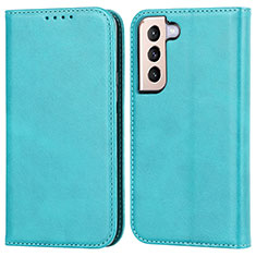 Leather Case Stands Flip Cover Holder D03T for Samsung Galaxy S23 Plus 5G Sky Blue