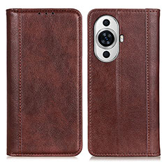 Leather Case Stands Flip Cover Holder D03Y for Huawei Nova 11 Ultra Brown