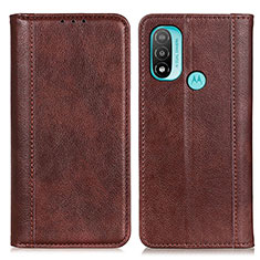 Leather Case Stands Flip Cover Holder D03Y for Motorola Moto E30 Brown