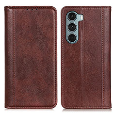 Leather Case Stands Flip Cover Holder D03Y for Motorola Moto Edge S30 5G Brown