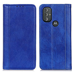 Leather Case Stands Flip Cover Holder D03Y for Motorola Moto G Play (2023) Blue