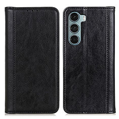 Leather Case Stands Flip Cover Holder D03Y for Motorola Moto G200 5G Black