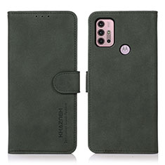 Leather Case Stands Flip Cover Holder D03Y for Motorola Moto G30 Green