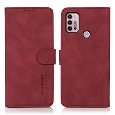Leather Case Stands Flip Cover Holder D03Y for Motorola Moto G30 Red