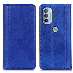 Leather Case Stands Flip Cover Holder D03Y for Motorola Moto G31 Blue