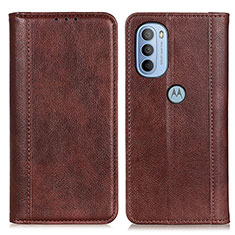 Leather Case Stands Flip Cover Holder D03Y for Motorola Moto G31 Brown