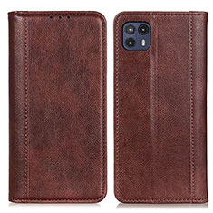 Leather Case Stands Flip Cover Holder D03Y for Motorola Moto G50 5G Brown