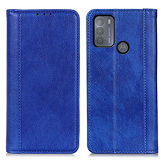 Leather Case Stands Flip Cover Holder D03Y for Motorola Moto G50 Blue