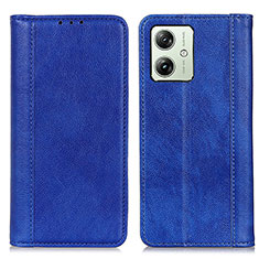 Leather Case Stands Flip Cover Holder D03Y for Motorola Moto G54 5G Blue