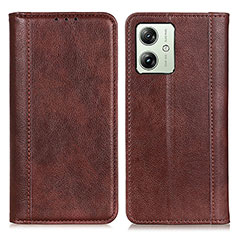 Leather Case Stands Flip Cover Holder D03Y for Motorola Moto G54 5G Brown