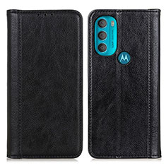 Leather Case Stands Flip Cover Holder D03Y for Motorola Moto G71 5G Black