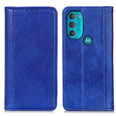 Leather Case Stands Flip Cover Holder D03Y for Motorola Moto G71 5G Blue
