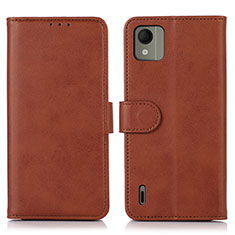 Leather Case Stands Flip Cover Holder D03Y for Nokia C110 Brown