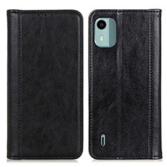 Leather Case Stands Flip Cover Holder D03Y for Nokia C12 Black