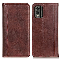 Leather Case Stands Flip Cover Holder D03Y for Nokia C210 Brown